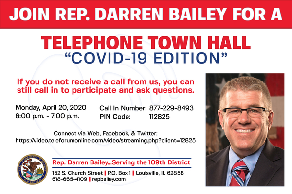 Rep. Darren Bailey to Host Telephone Town Hall Tonight