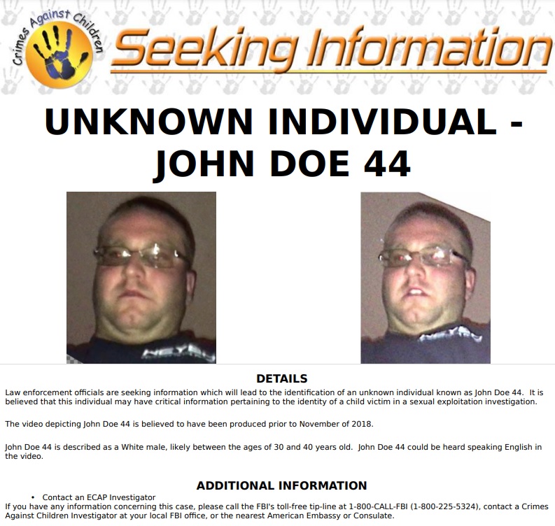 FBI Seeking Individual Who May Have Information Regarding the Identity of a Child Sexual Assault Victim