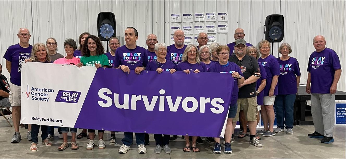 photo of Relay for Life Survivors with banner at 2026 event
