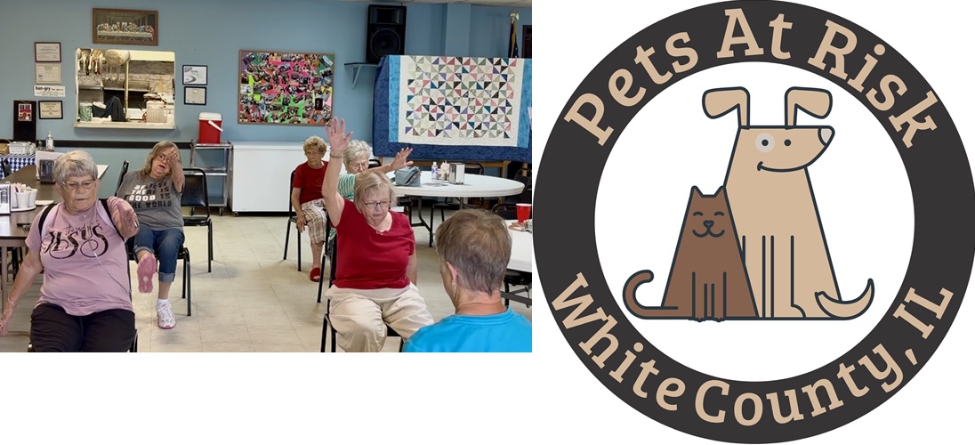 image of White County Senior Citizens Center attendees and Pets at Risk logo
