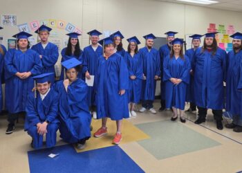 Members of the SIC Adult Education Class of 2026 celebrate earning their Illinois High School Diplomas. During the past year, 45 students from throughout the SIC district earned their diplomas through SIC Adult Education.